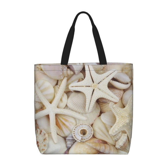 Picia Starfishes On Seashells for Tote Bag for Women with Zipper, Gym Tote with Compartments, Laptop Work Tote Nurse Dance Yoga Bag for Sport, Travel
