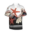 thumbnail image 1 of Picia Starfishes Shells Gentle Cotton Regular Fit Short Sleeve Casual Hawaiian Shirt for Men-Large, 1 of 9