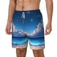 thumbnail image 1 of Picia Starry Night Ocean View pattern Mens Swim Trunks with Compression Liner Stretch Beach Shorts Quick Dry with Zipper Pockets No-Chafing Board Shorts-XX-Large, 1 of 9