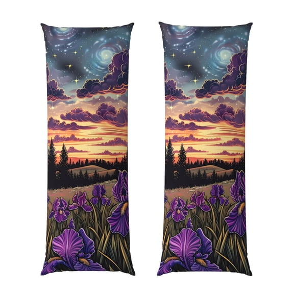 Picia Starry Night Purple Irises Body Pillow Cover - Super Soft Microfiber 20x54 Body Pillow Case - Envelope Closure, Wrinkle, Stain Resistant Body Pillow Cover,Elegant Bedding