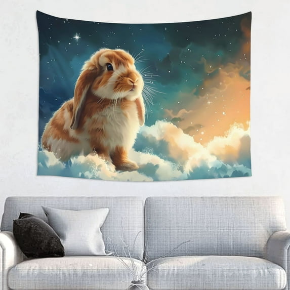 Picia Starry Sky Cloud Cute Rabbit Pattern Tapestry-Tapestries for Bedroom Living Room Dorm(29x37")