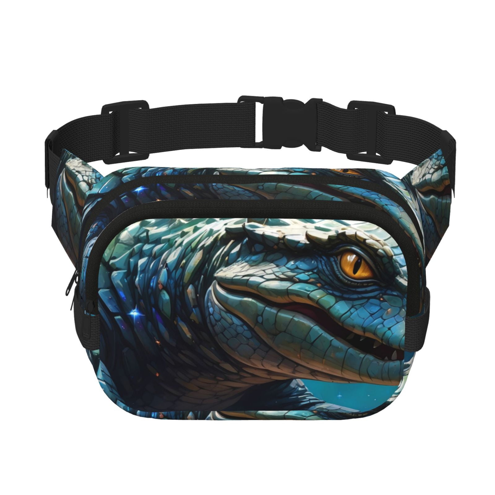 Picia Starry Sky Colorful Crocodile A Print Square Double-Layer Waist Bag Mini Adjustable Waist Belt Bag Exercise Running Travel Hiking