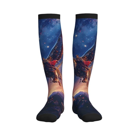 Picia Starry Sky Flying Tiger Printed Sports Compression Socks - 15-20mmHg Graduated Compression, High-Performance Soft and Breathable Socks for Men and Women