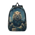 thumbnail image 1 of Picia Starry Sky Meditating Lion Printed Canvas Daypack - Stylish and Durable Vintage Compact Backpack - Class, Work, Travel, or Laptop Bookbag,Organized Compartments-Small, 1 of 6