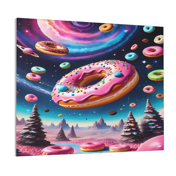 Picia Starry Sky Pine Tree Donut Pattern Decorative Picture – Unique Wall Art, Modern Canvas Print for Trendy Interiors (Horizontal)