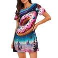 thumbnail image 1 of Picia Starry Sky Pine Tree Donut Pattern Women’s Nightdress – Casual Short-sleeved Loose-Fit Sleepwear, Soft Cotton Short-Sleeve Sleep Shirt for Relaxation & Comfort, 1 of 6
