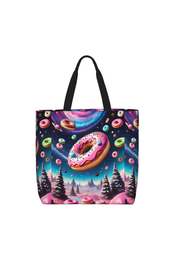 Starry Sky Pine Tree Donut for Tote Bag for Women with Zipper, Gym Tote with Compartments, Laptop Work Tote Nurse Dance Yoga Bag for Sport, Travel
