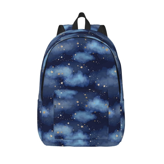 Picia Starry Sky Printed Canvas Daypack - Stylish and Durable Vintage Compact Backpack - Class, Work, Travel, or Laptop Bookbag,Organized Compartments-Small