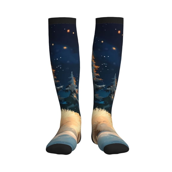 Picia Starry Sky Sleep White Bear Printed Sports Compression Socks - 15-20mmHg Graduated Compression, High-Performance Soft and Breathable Socks for Men and Women