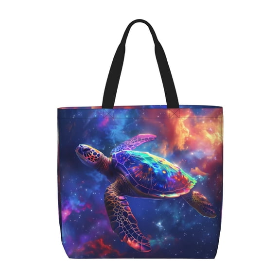 Picia Starry Sky Turtle for Tote Bag for Women with Zipper, Gym Tote with Compartments, Laptop Work Tote Nurse Dance Yoga Bag for Sport, Travel