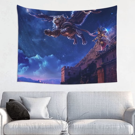 Picia Starry Sky Wall Flying Tiger Pattern Tapestry-Tapestries for Bedroom Living Room Dorm(29x37")