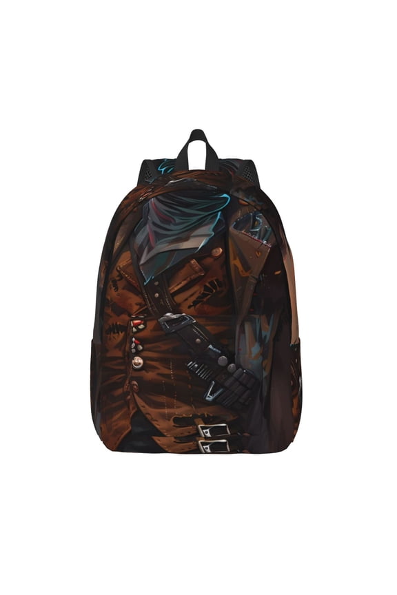 Steampunk Cowboy Cat Printed Canvas Daypack - Stylish and Durable Vintage Compact Backpack - Class, Work, Travel, or Laptop Bookbag,Organized Compartments-Medium