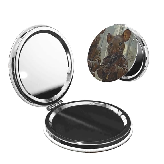 Picia Steampunk Space Mice Warriors for Compact Vanity Mirror , Travel Makeup Mirror , Portable Magnifying Cosmetic Mirror for Daily, Work, Business-Round Shape
