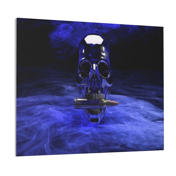 Picia Steel Skull Pattern Decorative Picture – Unique Wall Art, Modern Canvas Print for Trendy Interiors (Horizontal)