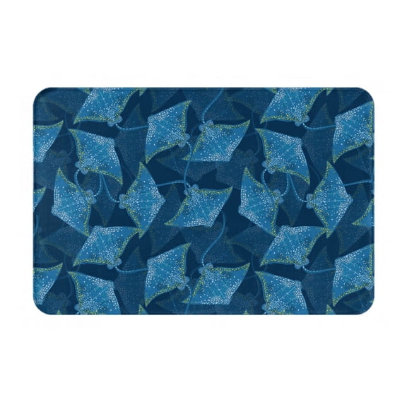 Picia Stingray Pattern Flannel Doormat 16x24 Inch Non-Slip Indoor Mat, Absorbent & Quick-Dry Rug for Entryway, Bathroom, Kitchen, and Bedroom, Machine Washable
