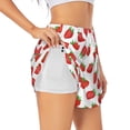 thumbnail image 1 of Picia Strawberries Pattern Women's 2 in 1 Athletic Running Shorts High Waisted Workout Casual Gym Sweat Shorts with Comfy Liner Zipper Pockets-Large, 1 of 9