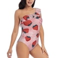 thumbnail image 1 of Picia Strawberries Pattern Women's One Piece Swimsuits,One Shoulder Swimwear Asymmetric ,Ruffle Monokinis Bathing Suits,High Waisted Flattering Bathing Suits-XX-Large, 1 of 8