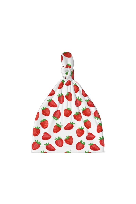 Strawberries Printed Preemie Hats for Baby Girls Cotton Premature Knot Hats Newborn Hospital Cap Warm Knot Beanie Nicu for Preemie Girls and Boys