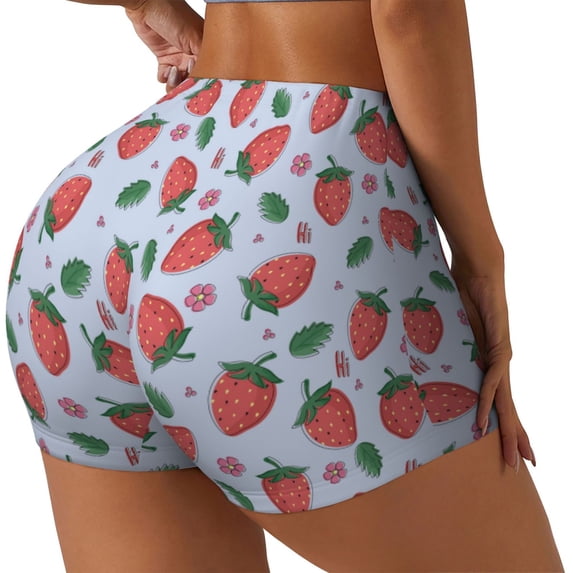 Picia Strawberries Printed Workout Shorts for Women Seamless Scrunch Butt Lifting High Waisted Yoga Gym Booty Running Moisture-wicking Short Pants-Medium