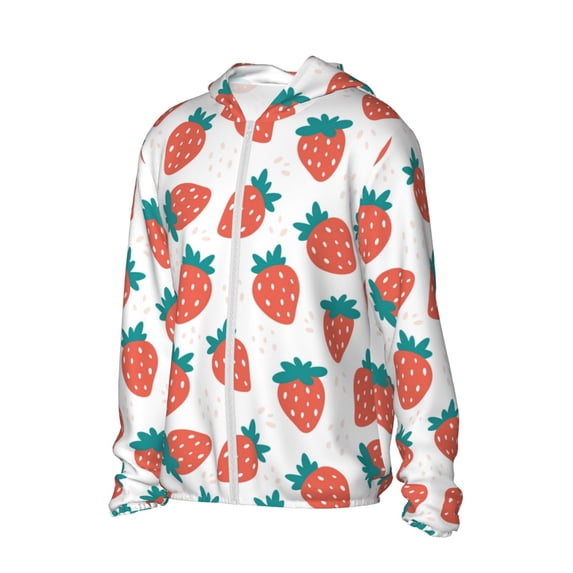Picia Strawberries Women's Men's UPF 50+ Sun Protection Hoodie Shirt Long Sleeve SPF Fishing Outdoor UV Hiking Lightweight Shirts-X-Large
