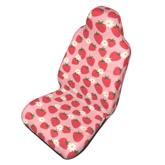 Picia Strawberry And Flowers Print Waterproof Sweating Car Seat Cover for Post Gym Workout, Running, Beach and Hiking, Universal Fit Anti-Slip Bucket Seat Protector