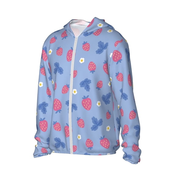 Picia Strawberry And Flowers Women's Men's UPF 50+ Sun Protection Hoodie Shirt Long Sleeve SPF Fishing Outdoor UV Hiking Lightweight Shirts-