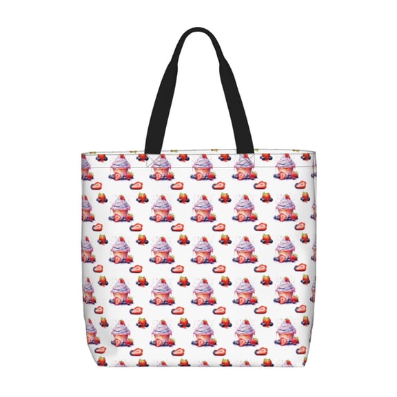 Picia Strawberry Blueberry Cream Cake for Tote Bag for Women with Zipper, Gym Tote with Compartments, Laptop Work Tote Nurse Dance Yoga Bag for Sport, Travel