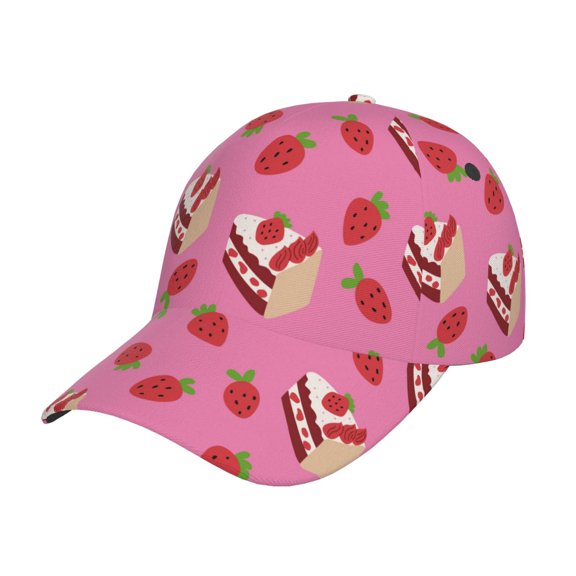 Picia Strawberry Cake pattern Trucker Low Profile Hat Men Women Baseball Cap Dad Hat Adjustable Unconstructed Plain Cap