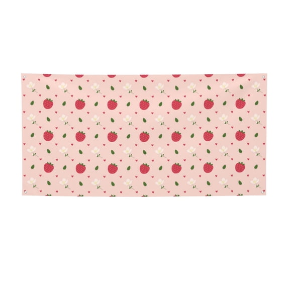 Picia Strawberry Pattern Party Banner, Festive Decoration, Holiday Banner, Celebration Decor, Event Banner, Reusable Party Banner-Small