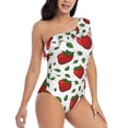 thumbnail image 1 of Picia Strawberry Pattern Women's One Piece Swimsuits,One Shoulder Swimwear Asymmetric ,Ruffle Monokinis Bathing Suits,High Waisted Flattering Bathing Suits-Small, 1 of 8