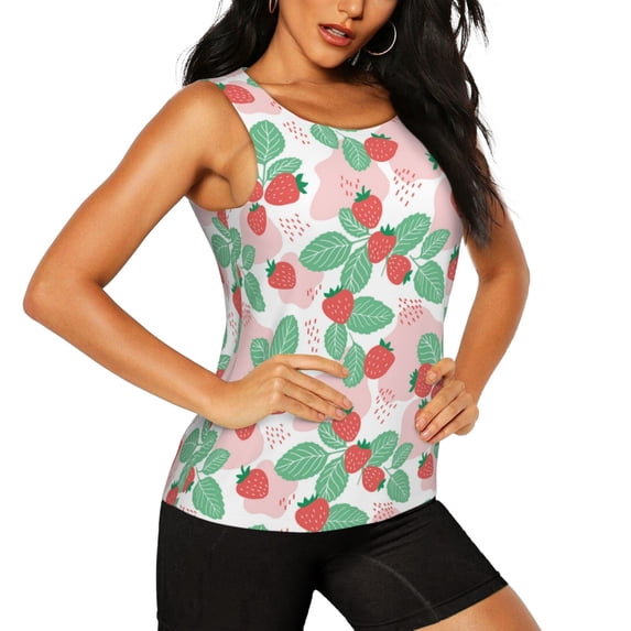 Picia Strawberry Pattern Women's Workout Tank Top,Breathable Activewear,Slim Fit Athletic Top,Versatile Workout Moisture-wicking top-XX-Large