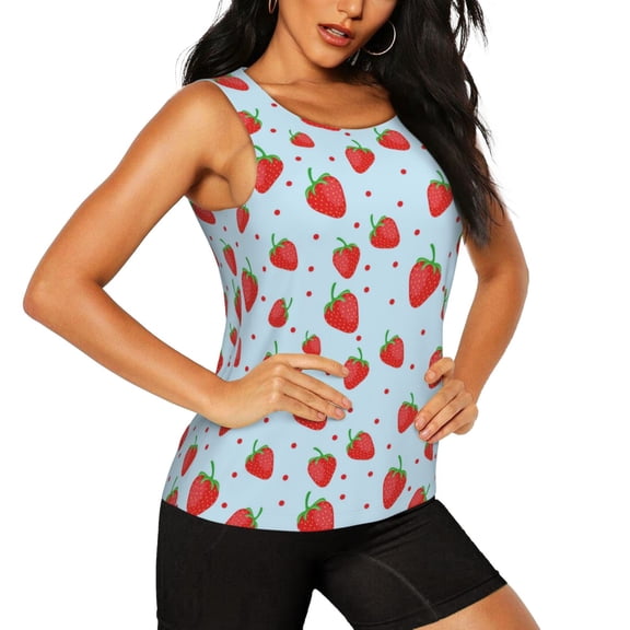Picia Strawberry Pattern Women's Workout Tank Top,Breathable Activewear,Slim Fit Athletic Top,Versatile Workout Moisture-wicking top-XX-Large