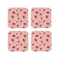 thumbnail image 1 of Picia Strawberry Printed Leather Coasters for Drinks, 4" Drink Coasters Set of 4 for Tabletop Protection, Handmade Luxurious Home Décor and Housewarming Gift -Square, 1 of 6
