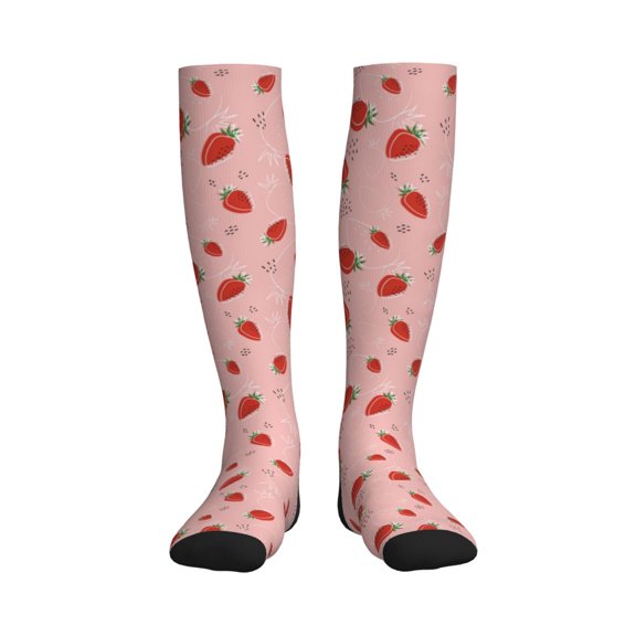 Picia Strawberry Printed Sports Compression Socks - 15-20mmHg Graduated Compression, High-Performance Soft and Breathable Socks for Men and Women