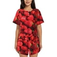 thumbnail image 1 of Picia Strawberry Red Pajamas Sets for Women Soft Short-Sleeved Pjs with Lounge Shorts Two Piece Sleepwear-XX-Large, 1 of 9