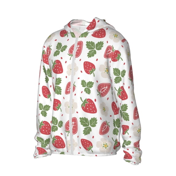 Picia Strawberry Women's Men's UPF 50+ Sun Protection Hoodie Shirt Long Sleeve SPF Fishing Outdoor UV Hiking Lightweight Shirts-XX-Large