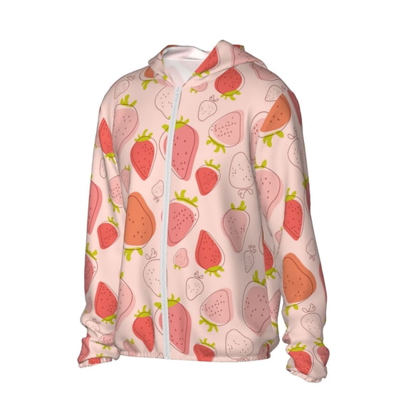 Picia Strawberry Women's Men's UPF 50+ Sun Protection Hoodie Shirt Long Sleeve SPF Fishing Outdoor UV Hiking Lightweight Shirts-XX-Large