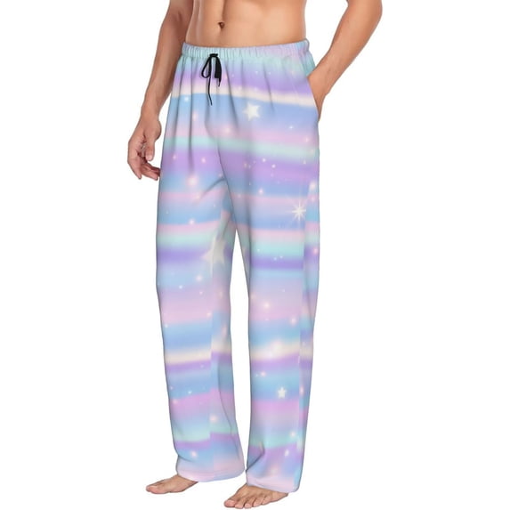 Picia Striped Gradient Mens Soft Woven Cotton Elastic Waistband Sleep Pajama Pant Lounge Sleep Pant With Pockets And Drawstring-X-Large