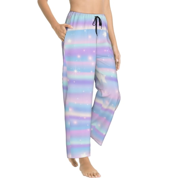Picia Striped Gradient Womens Soft Woven Cotton Elastic Waistband Sleep Pajama Pant Lounge Sleep Pant With Pockets And Drawstring-Large
