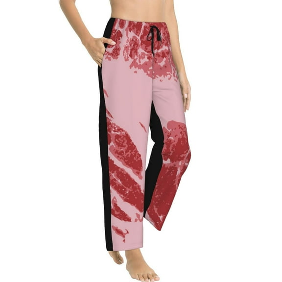 Picia Striped Meat Womens Soft Woven Cotton Elastic Waistband Sleep Pajama Pant Lounge Sleep Pant With Pockets And Drawstring-Small