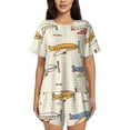 thumbnail image 1 of Picia Striped Vintage Planes Pajamas Sets for Women Soft Short-Sleeved Pjs with Lounge Shorts Two Piece Sleepwear-3X-Large, 1 of 9