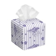 thumbnail image 1 of Picia Stripes and Sprigs of Lavender Pattern Tissue Box Cover,PVC Leather Square Holder,Tissue Box Holder with Magnetic Bottom,Facial Paper Organizer Dispenser-5.2"X5.2"X5.2", 1 of 8