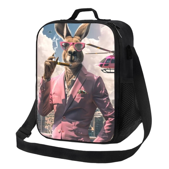 Picia Stylish Kangaroo In Suit Lunch box Lunch bag for men women Large capacity Lunchbox Reusable Lunch bags Insulated Lunch bag Lunch box cooler