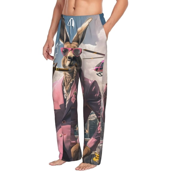 Picia Stylish Kangaroo In Suit Mens Soft Woven Cotton Elastic Waistband Sleep Pajama Pant Lounge Sleep Pant With Pockets And Drawstring-XX-Large