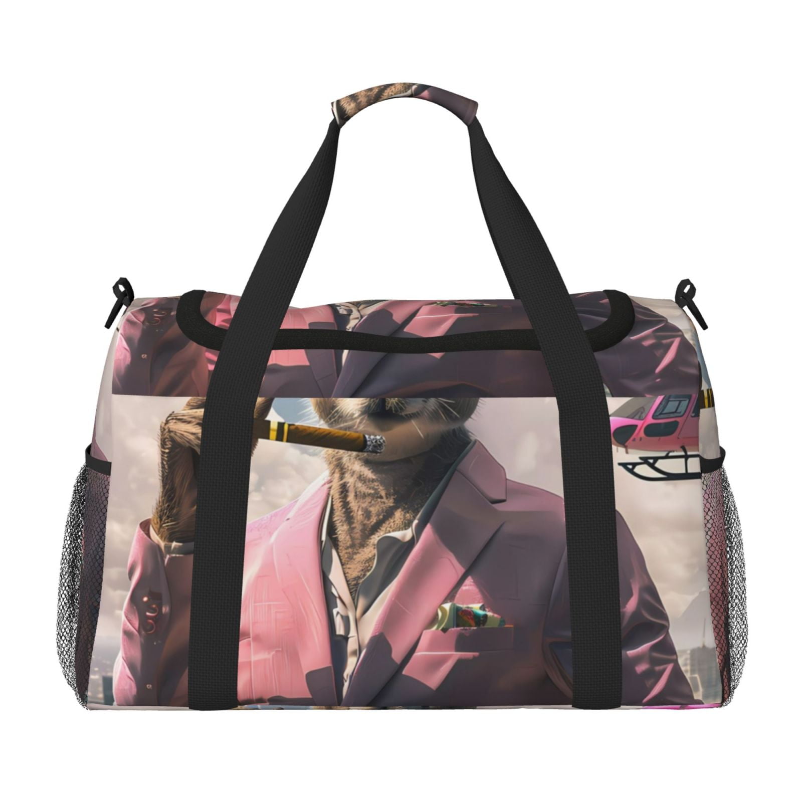 Picia Stylish Kangaroo In Suit Print Travel Duffle Bag,Weekender Bags for Women with Shoe Compartment, Gym Duffel Bag with Wet Pocket, Hospital Bags for Labor and Delivery