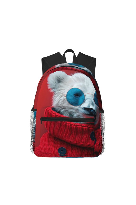 Stylish Polar Bear Sunglasses Large Capacity Backpack Classic Style Backpack Casual Backpack Water-Resistant School Work Travel Outdoor Backpack
