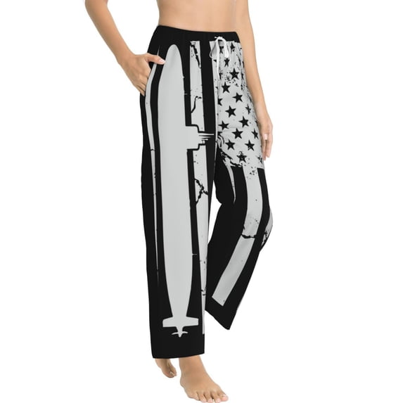 Picia Submarine Vintage Flag Womens Soft Woven Cotton Elastic Waistband Sleep Pajama Pant Lounge Sleep Pant With Pockets And Drawstring-Large