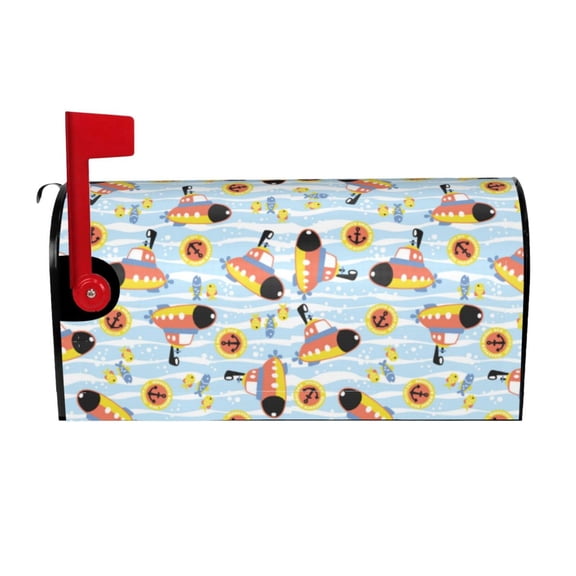 Picia Submarine With Fishes Undersea Magnetic Mailbox Cover Standard Size-21x18 in