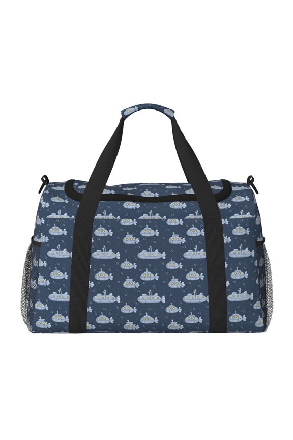 Submarine With Periscope Print Travel Duffle Bag,Weekender Bags for Women with Shoe Compartment, Gym Duffel Bag with Wet Pocket, Hospital Bags for Labor and Delivery
