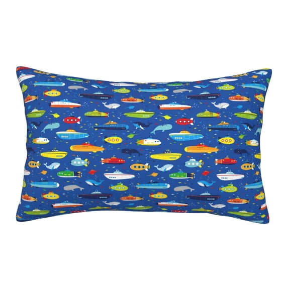 Picia Submarines And Whales Pattern Plush Pillow Case – Soft and Cozy Cushion Cover, Hypoallergenic Throw Pillow Case for Home Decor-16"x24"